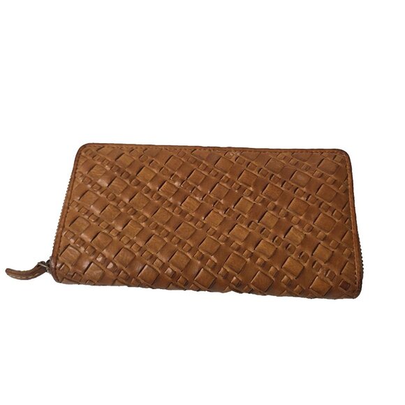 Leather Woven Brown Wallet - Picture 1 of 6
